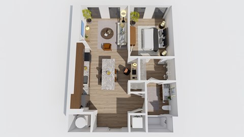 Floor plan for 1 bed, 1 bath, 655 sqft